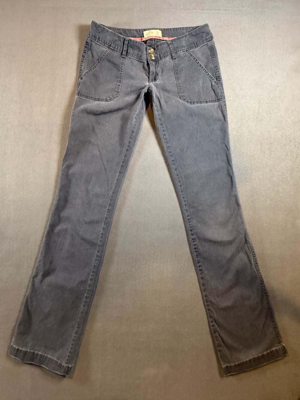Y2K Hollister Sokal Stretch Pants Size 3L Charcoal Gray Two-Button Flare